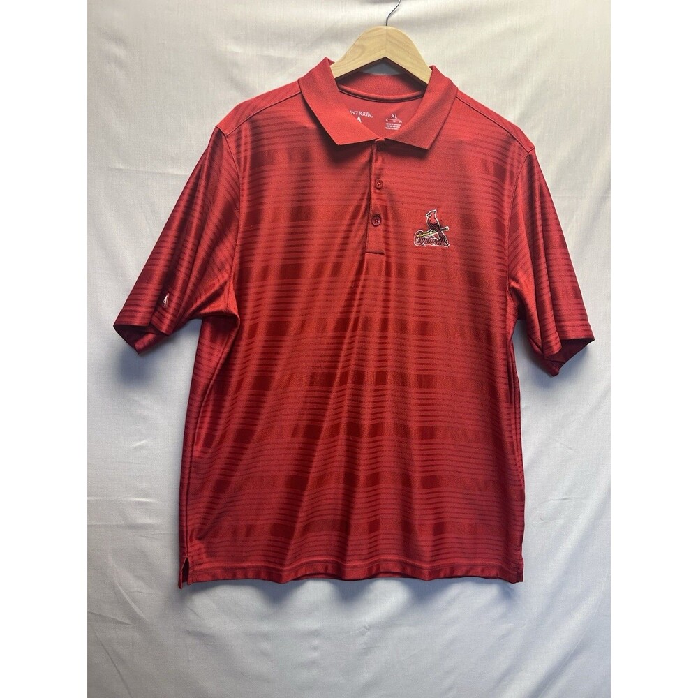 St Louis Cardinals Polo Golf Shirt Mens XL Antigua Red Short Sleeve Collared
